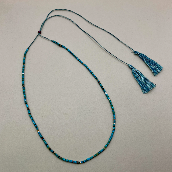 Matrix Turquoise Saucer Tassel Necklace