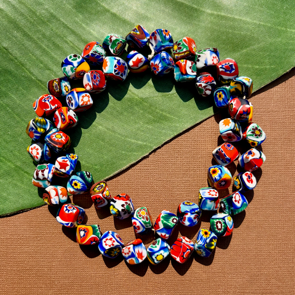 Mosaic Glass Cube Beads - 25 Pieces