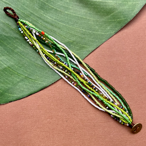 Green African Seed Bead Bracelet