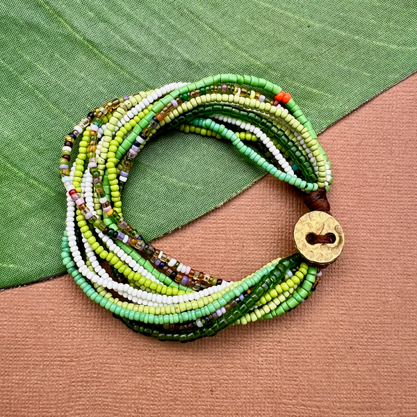 Green African Seed Bead Bracelet