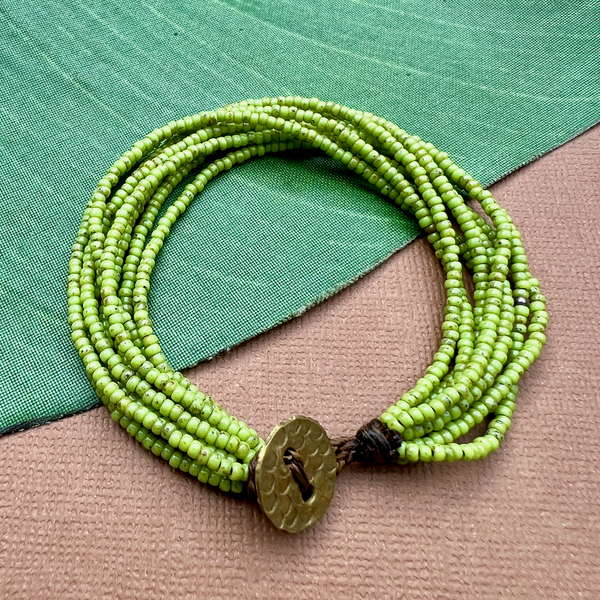 Lime Picasso Seed Bead Bracelet