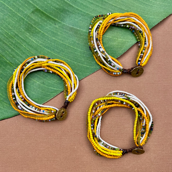 Marigold African Seed Bead Bracelet