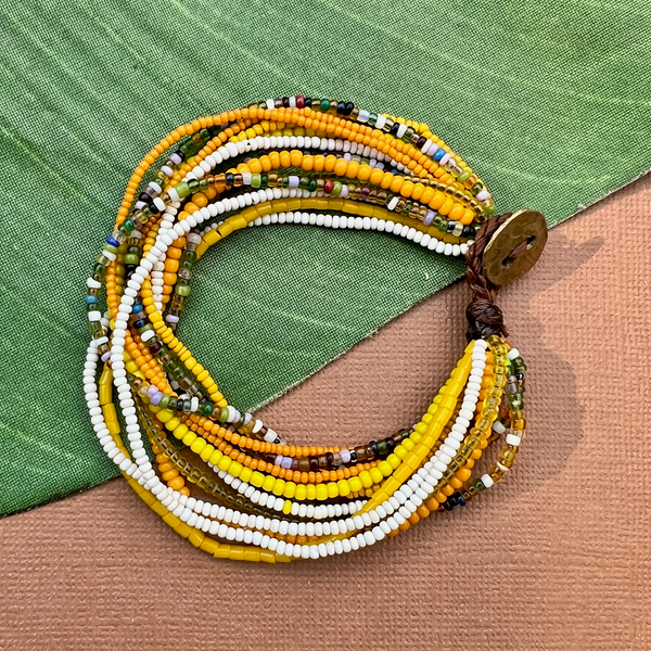 Marigold African Seed Bead Bracelet