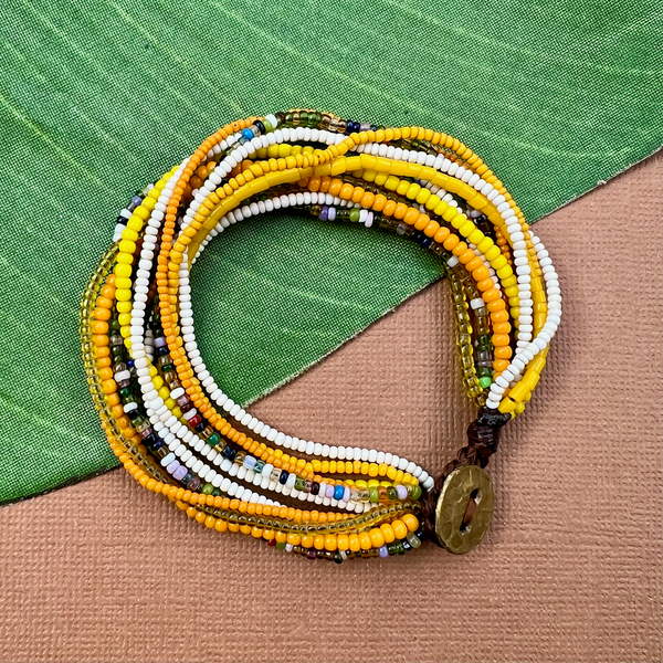 Marigold African Seed Bead Bracelet