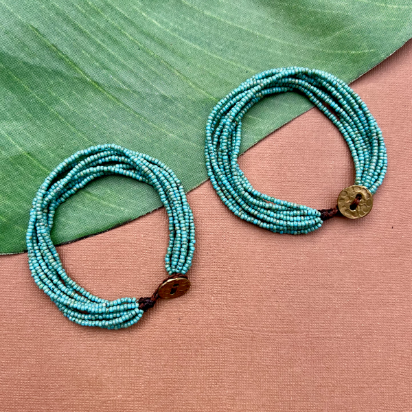 Turquoise Picasso Seed Bead Bracelet