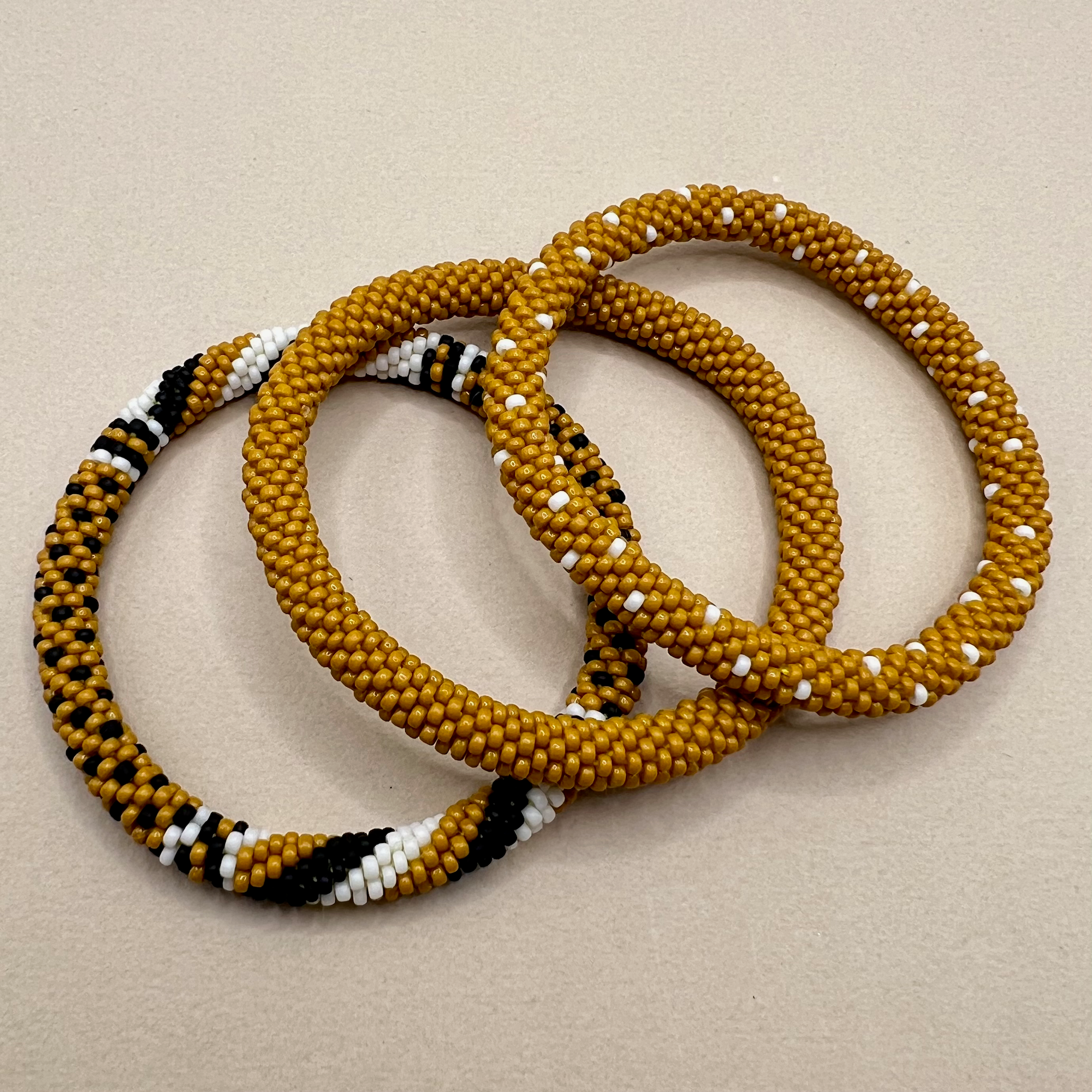 Mustard Beaded Bangle - Size 11 Beads