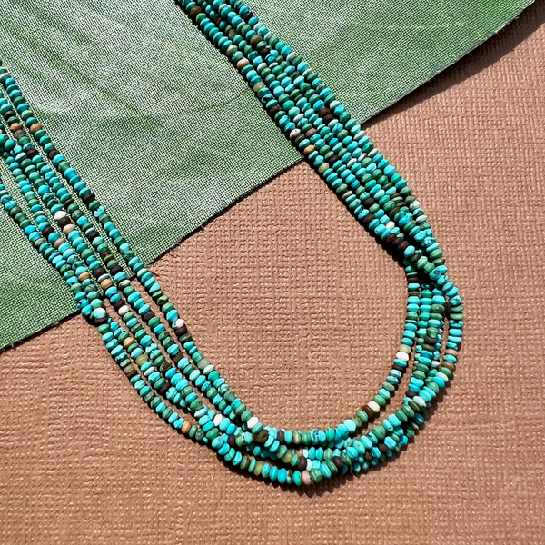 Natural Turquoise Tiny Saucer Beads - 1 Strand