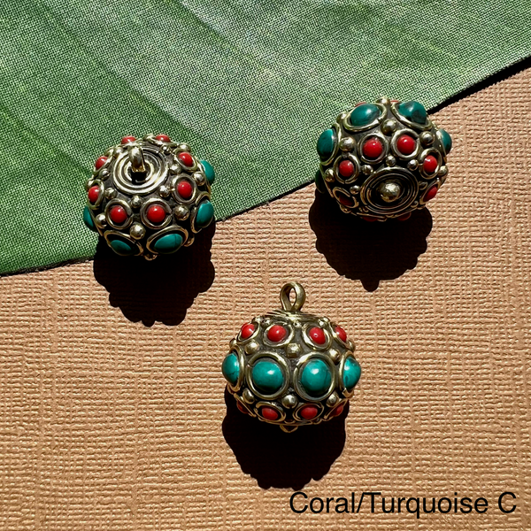 Tibetan Brass & Stone Pendant Necklaces