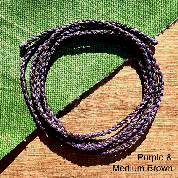 Purple & Medium Brown - Braided Nylon Waxed Cord