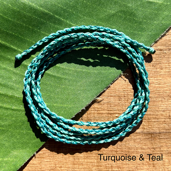 Turquoise & Teal - Braided Nylon Waxed Cord