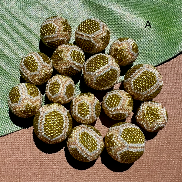 Gold Olive Pink (Size 15) Beaded Beads