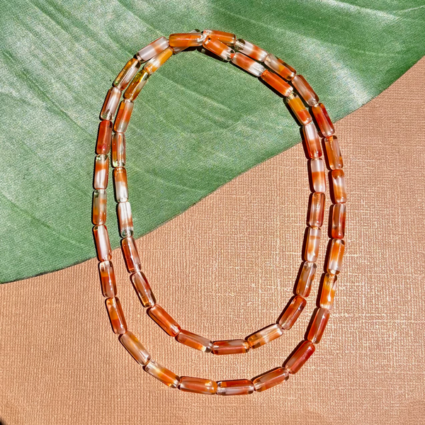 Orange, White, & Clear Tube Beads - 50 Pieces
