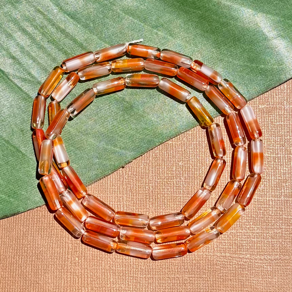 Orange, White, & Clear Tube Beads - 50 Pieces