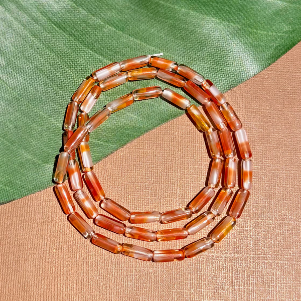 Orange, White, & Clear Tube Beads - 50 Pieces