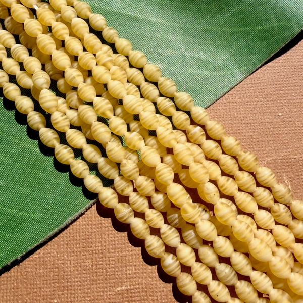 Pale Yellow Small Oval Beads - 100 Pieces