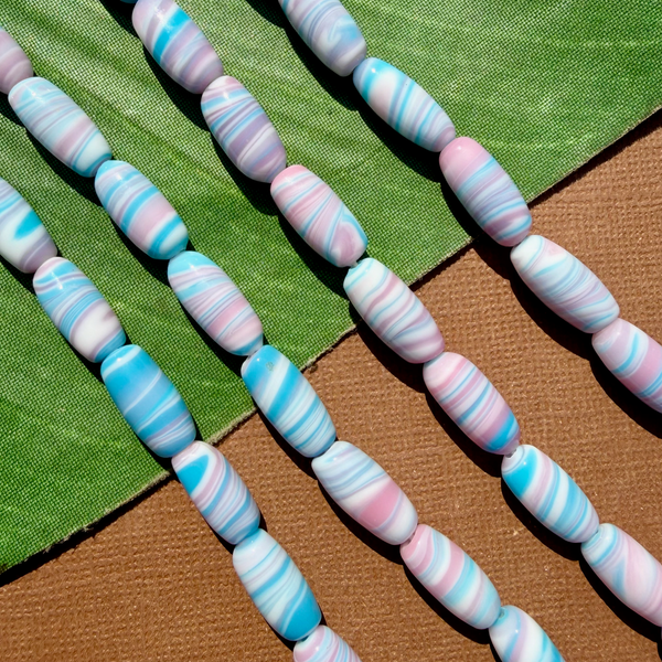 Blue & Pink Pastel Tube Beads - 50 Pieces