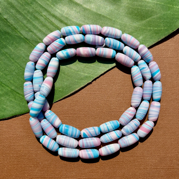 Blue & Pink Pastel Tube Beads - 50 Pieces