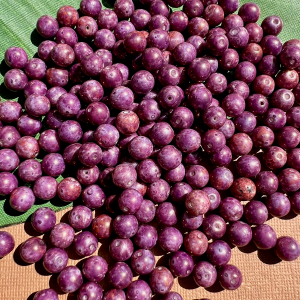 Picasso Dark Purple 8mm Round Beads - 75 Pieces