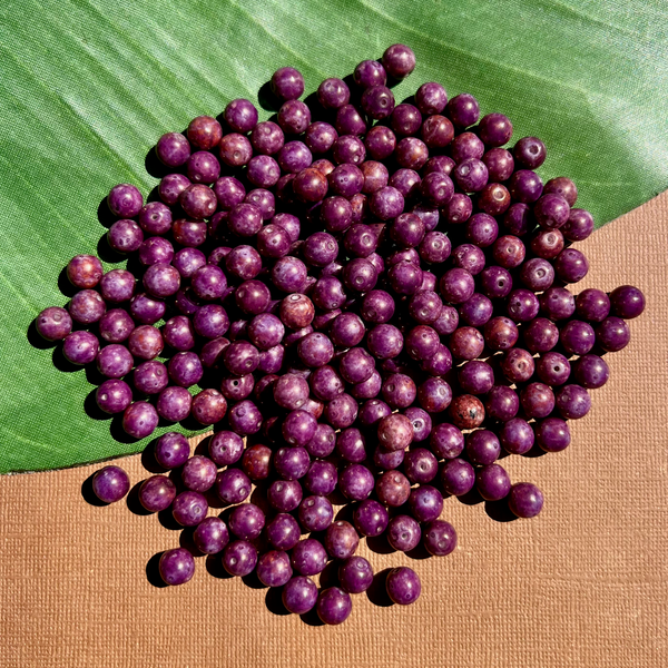 Picasso Dark Purple 8mm Round Beads - 75 Pieces