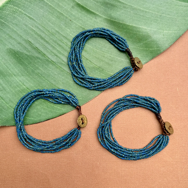 Blue Picasso Seed Bead Bracelet