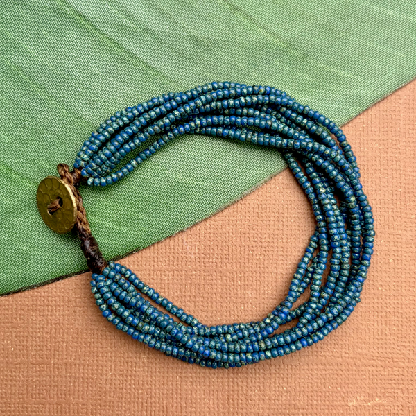 Blue Picasso Seed Bead Bracelet