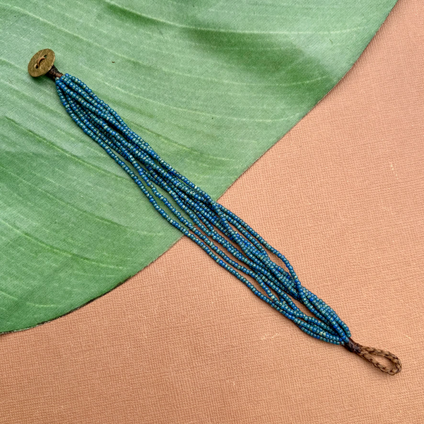 Blue Picasso Seed Bead Bracelet