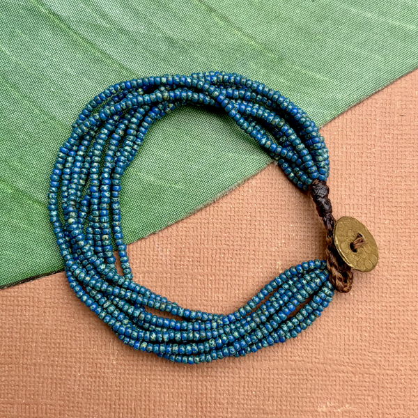 Blue Picasso Seed Bead Bracelet