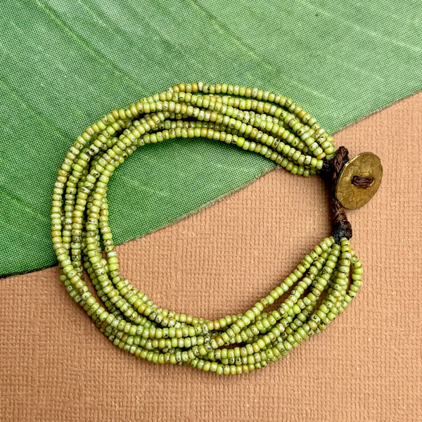 Green Picasso Seed Bead Bracelet