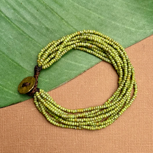 Green Picasso Seed Bead Bracelet