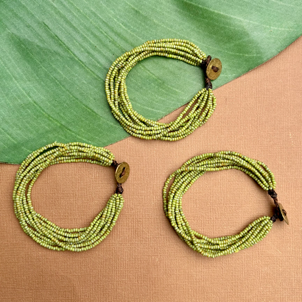 Green Picasso Seed Bead Bracelet