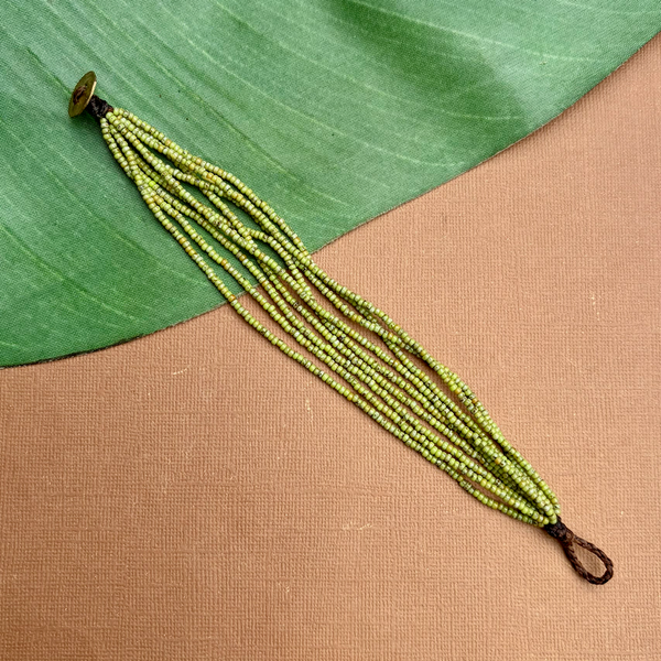 Green Picasso Seed Bead Bracelet