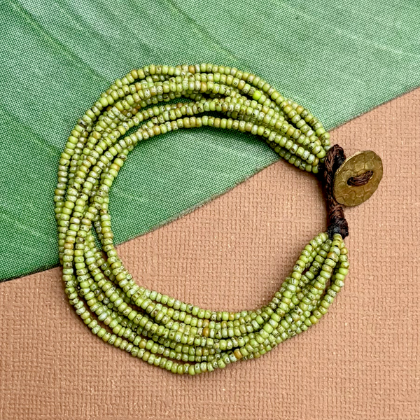 Green Picasso Seed Bead Bracelet