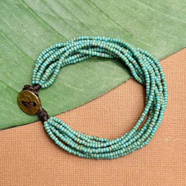 Turquoise Picasso Seed Bead Bracelet