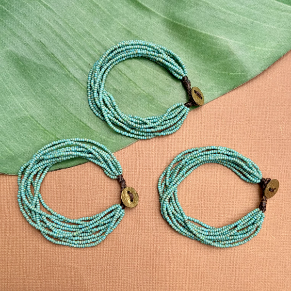 Turquoise Picasso Seed Bead Bracelet