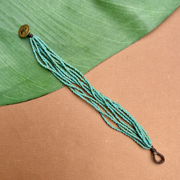 Turquoise Picasso Seed Bead Bracelet