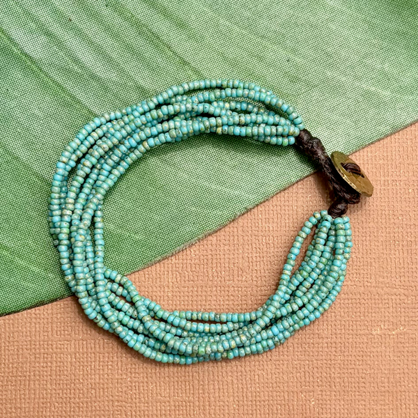 Turquoise Picasso Seed Bead Bracelet