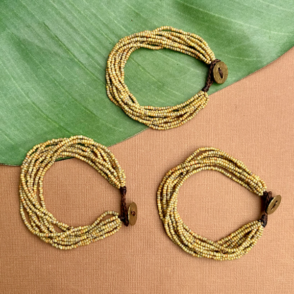 Yellow Picasso Seed Bead Bracelet