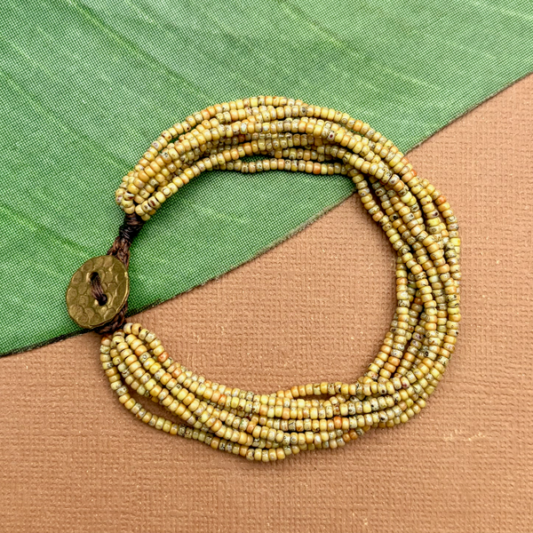 Yellow Picasso Seed Bead Bracelet
