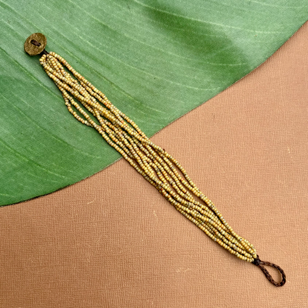 Yellow Picasso Seed Bead Bracelet