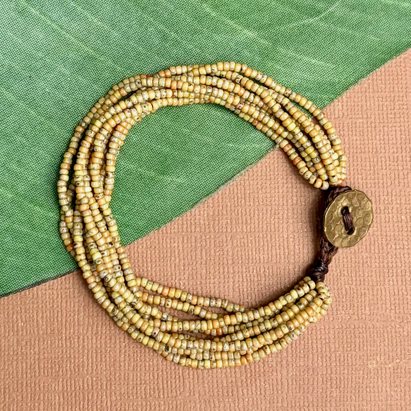 Yellow Picasso Seed Bead Bracelet