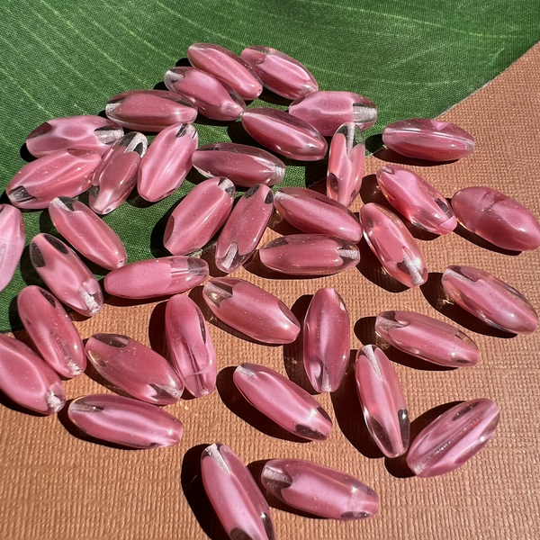 Slanted 4 Sided Pink Tube Beads - 25 Pieces
