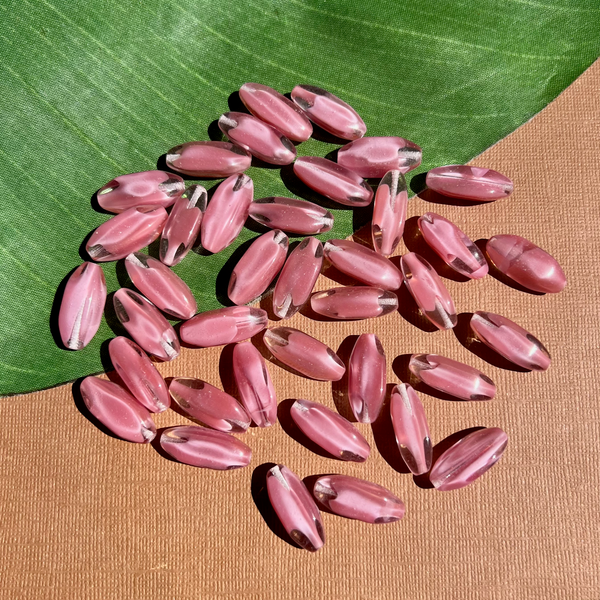 Slanted 4 Sided Pink Tube Beads - 25 Pieces