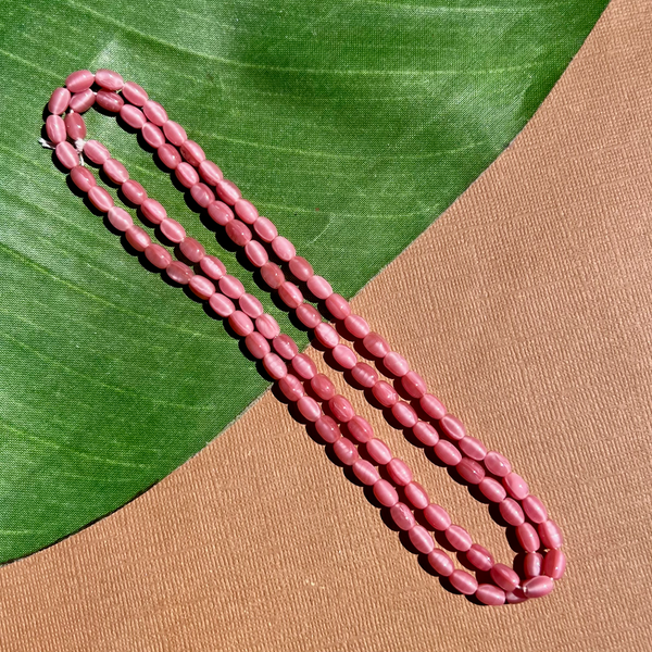 Small Pink Oval Beads - 100 Pieces