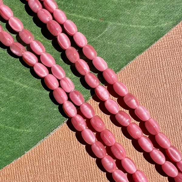 Small Pink Oval Beads - 100 Pieces
