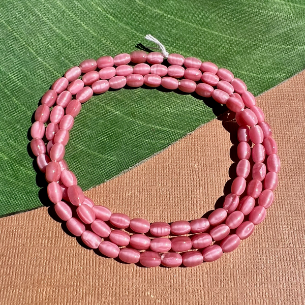 Small Pink Oval Beads - 100 Pieces