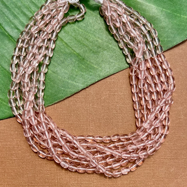 Small Translucent Pink Oval Beads - 100 Pieces