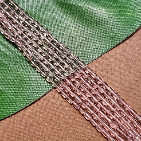 Small Translucent Pink Oval Beads - 100 Pieces