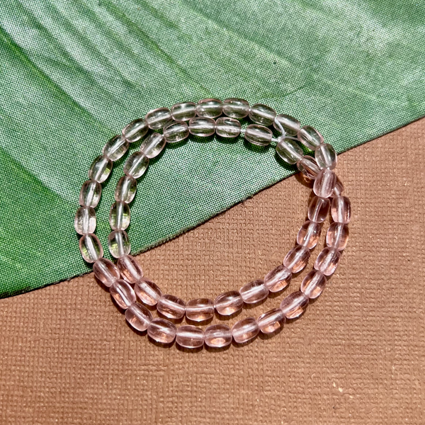 Small Translucent Pink Oval Beads - 100 Pieces