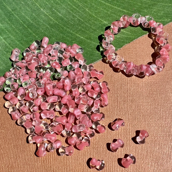 Pink & Clear Barbells Beads - 150 Pieces