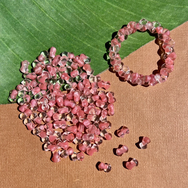 Pink & Clear Barbells Beads - 150 Pieces